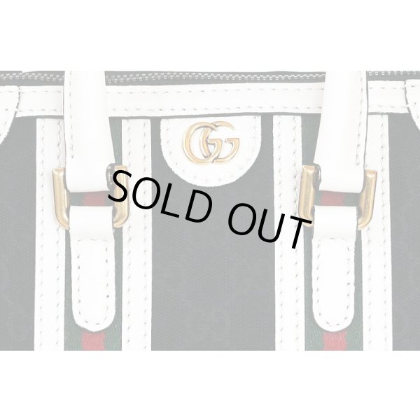 グッチ　ミニ トップハンドルバック 715771 498879 ブラック／ホワイト　表面拡大
