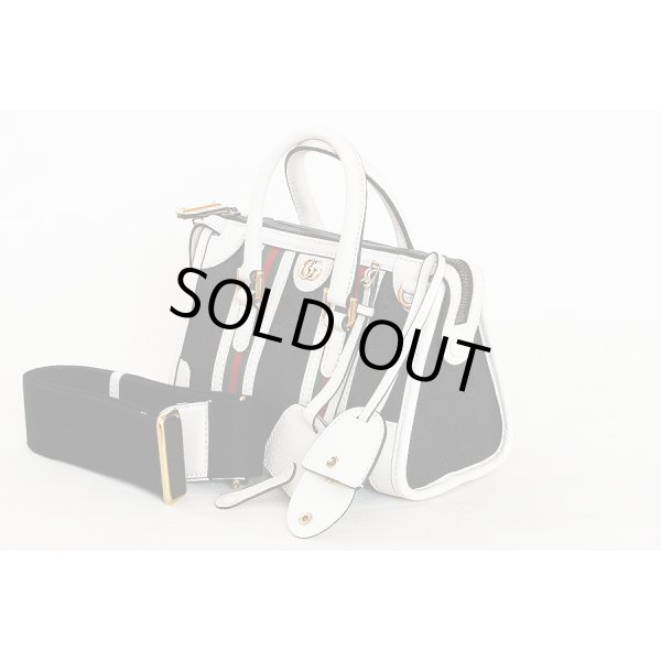 グッチ　ミニ トップハンドルバック 715771 498879 ブラック／ホワイト　サイド