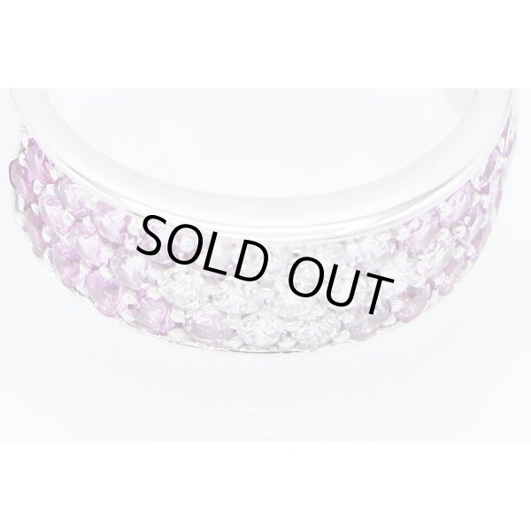 スタージュエリー K18WG ピンクサファイアダイアイリリング 1.11ct 0.28ct 6.40g　拡大