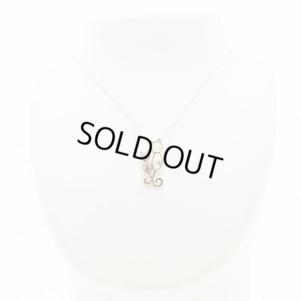 K18PG ピンクサファイアダイアイリペンダントネックレス0.32ct 0.03ct 4.70g　装着イメージ