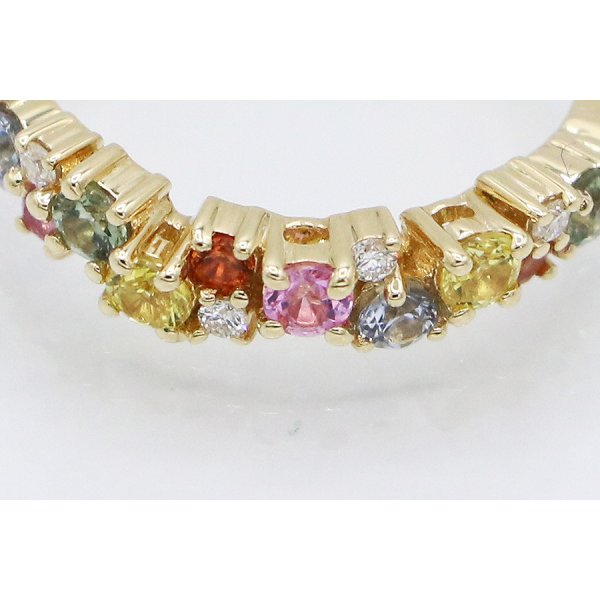 K18 マルチサファイアダイアイリリング 0.84ct 0.05ct 2.60g　拡大