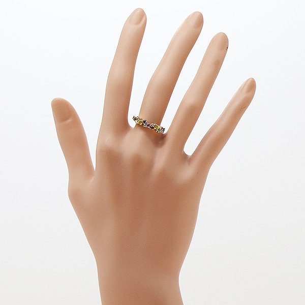 K18 マルチサファイアダイアイリリング 0.84ct 0.05ct 2.60g　装着イメージ