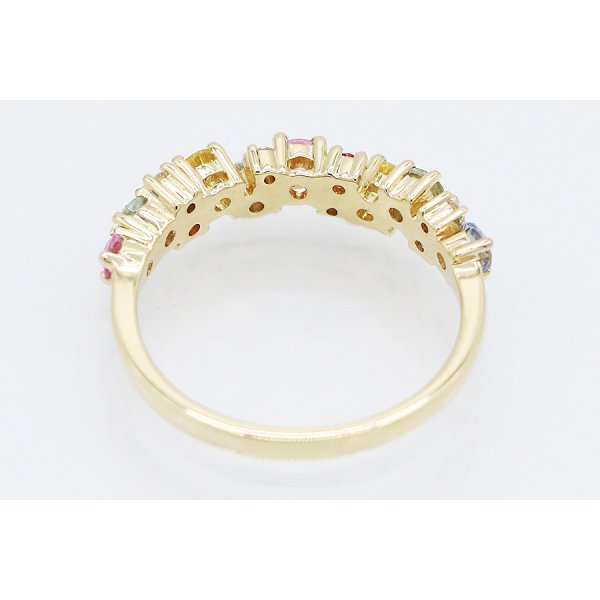 K18 マルチサファイアダイアイリリング 0.84ct 0.05ct 2.60g　内側