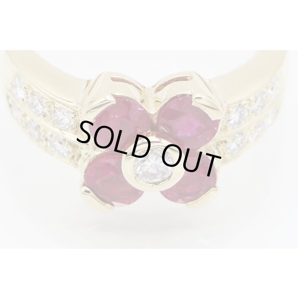 K18 ルビーダイアイリリング 1.68ct 0.40ct 6.10g　拡大