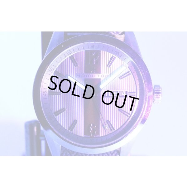 ハミルトン　ブロードウェイ　デイデイト　Ｈ４３３１１０　銀文字盤　茶ストライプ　ライト