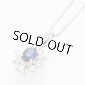 画像: PT850/900 サファイアダイアイリペンダントネックレス 0.53ct 0.41ct 4.20g