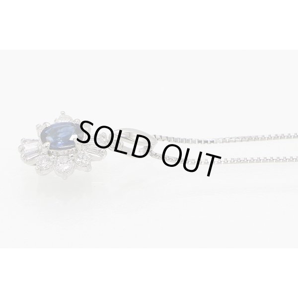 PT850/900 サファイアダイアイリペンダントネックレス 0.53ct 0.41ct 4.20g　サイド