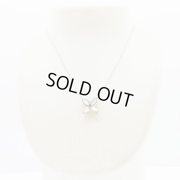 ミキモト K18/WG シェルルビーダイアイリペンダントネックレス 0.04ct 0.32ct 8.50g　装着イメージ　裏面