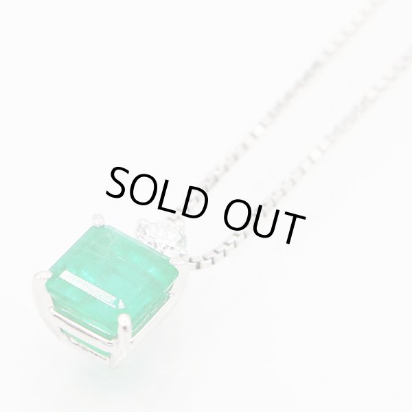 タサキ　PT900/850 エメラルドダイアイリペンダントネックレス 1.73ct 0.11ct 5.10g