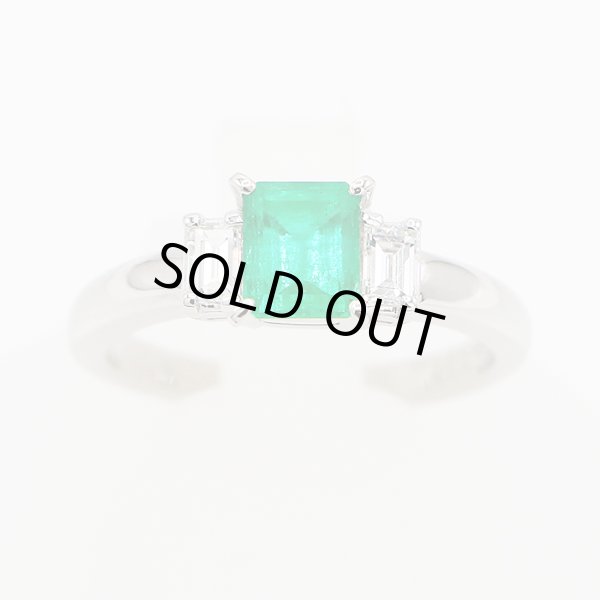タサキ　PT900 エメラルドダイアイリリング 0.87ct 0.30ct 4.90g