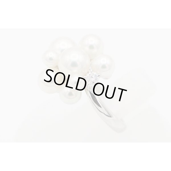 タサキ　PT900 パールダイアイリリング 0.07ct 8.60g　サイド