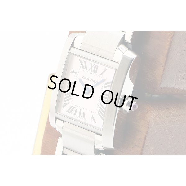 カルティエ　タンクフランセーズＳＭ　２３８４　ピンクシェル文字盤　サイド拡大