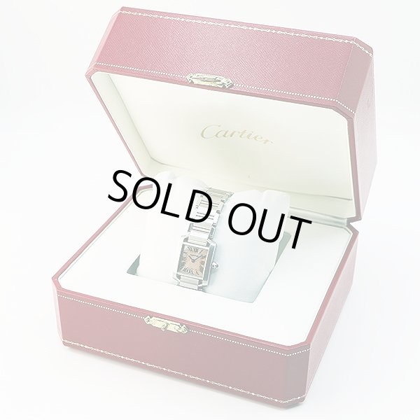カルティエ　タンクフランセーズＳＭ　２３８４　ピンクシェル文字盤　箱