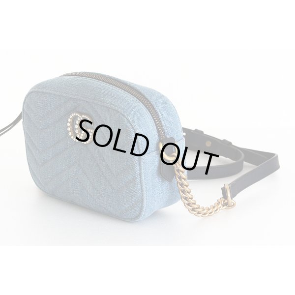 グッチ　GGマーモント　パールショルダーバック 477895 213317　ブルー　サイド