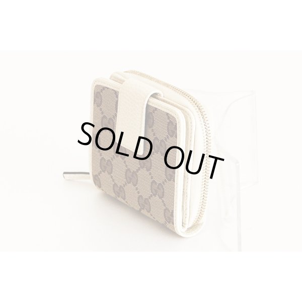 グッチ　ニツ折財布 346056 534563 ベージュ／ホワイト　サイド