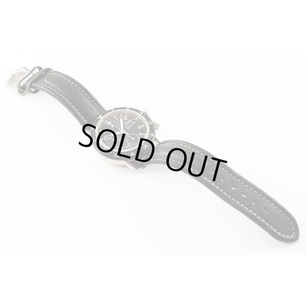 ジン　１０３　クロノグラフ　初期型　黒文字盤　革ベルト状態　表面