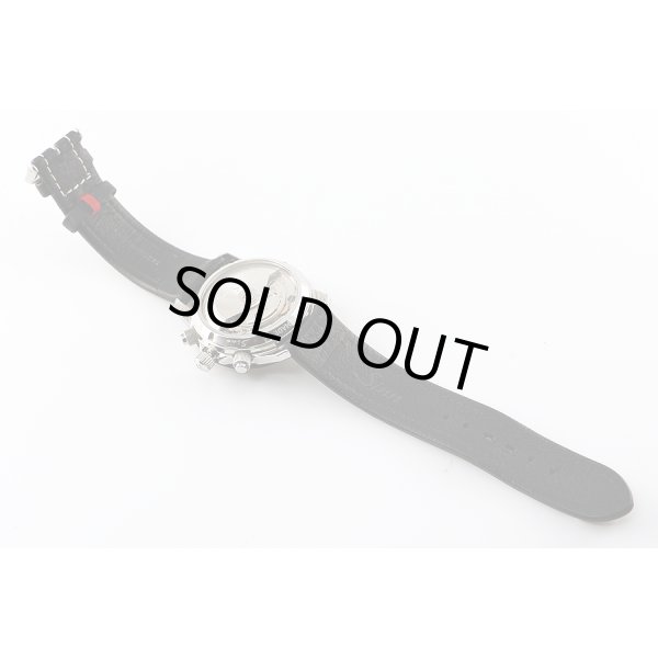 ジン　１０３　クロノグラフ　初期型　黒文字盤　革ベルト状態　裏面