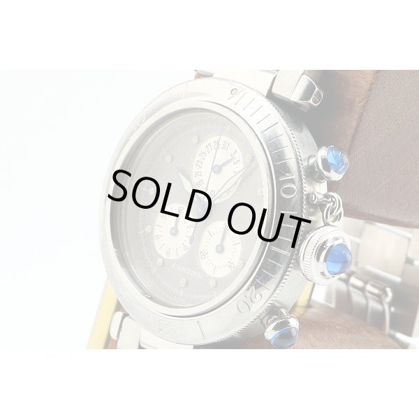 カルティエ　パシャ　クロノリフレックス　グレー文字盤　サイド拡大