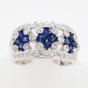 画像: K18WG サファイアダイアイリリング 1.27ct 0.55ct 7.60g