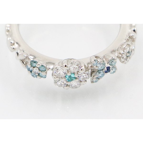 セイレーン アズーロ　PT900 トルマリンサファイアダイアイリリング 0.10ct 0.01ct 0.25ct 5.30g 　拡大