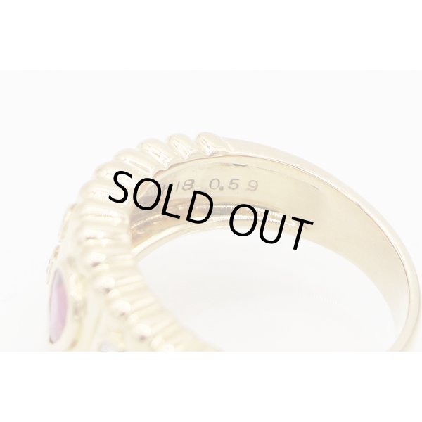 K18 ルビーダイアイリリング 0.59ct 0.20ct 9.30g　刻印