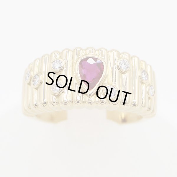 K18 ルビーダイアイリリング 0.59ct 0.20ct 9.30g