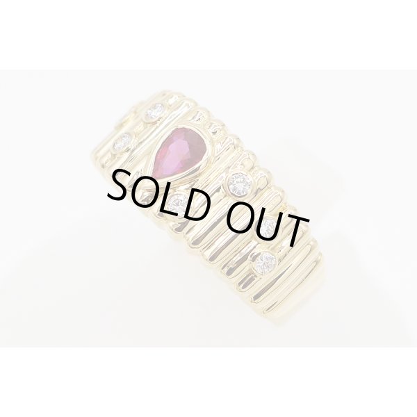 K18 ルビーダイアイリリング 0.59ct 0.20ct 9.30g　サイド