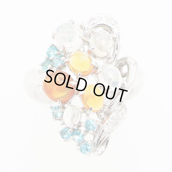 PT900 マルチオパールトルマリンダイアイリリング 2.12ct 0.31ct 0.06ct 11.00g