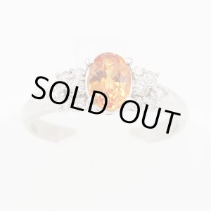 画像: PT900 スペサルティンガーネットダイアイリリング 1.31ct 0.24ct 3.80g