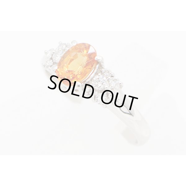 PT900 スペサルティンガーネットダイアイリリング 1.31ct 0.24ct 3.80g　サイド