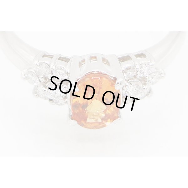 PT900 スペサルティンガーネットダイアイリリング 1.31ct 0.24ct 3.80g　拡大