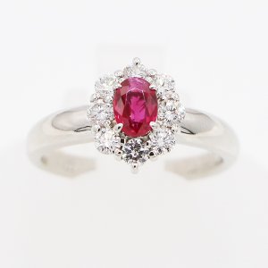 画像: PT900 ルビーダイアイリリング 0.55ct 0.50ct 5.60g