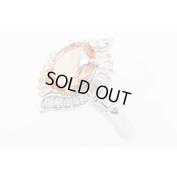 PT900 インペリアルトパーズダイアイリリング 2.896ct 0.584ct 6.50g　サイド