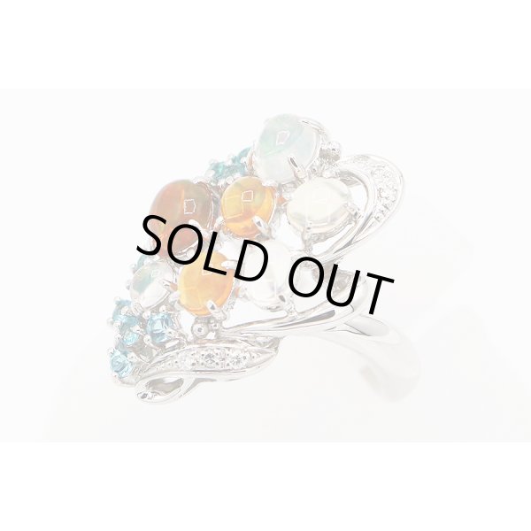 PT900 マルチオパールトルマリンダイアイリリング 2.12ct 0.31ct 0.06ct 11.00g　サイド