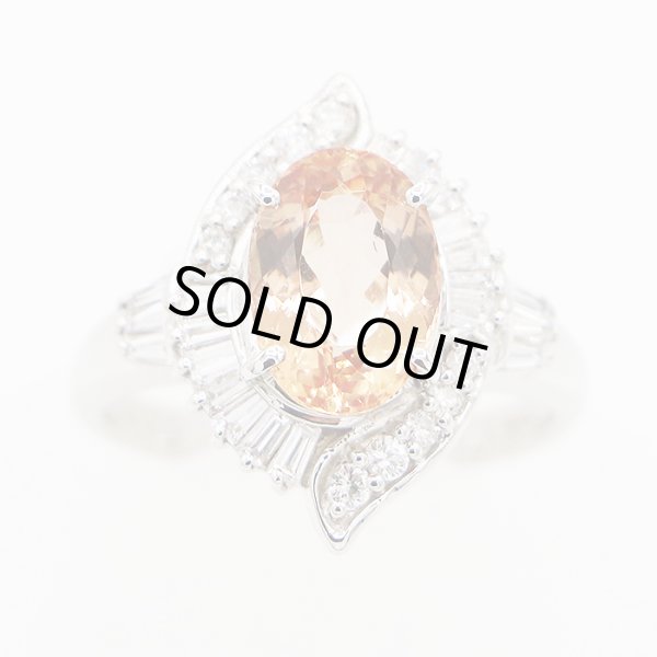 PT900 インペリアルトパーズダイアイリリング 2.896ct 0.584ct 6.50g