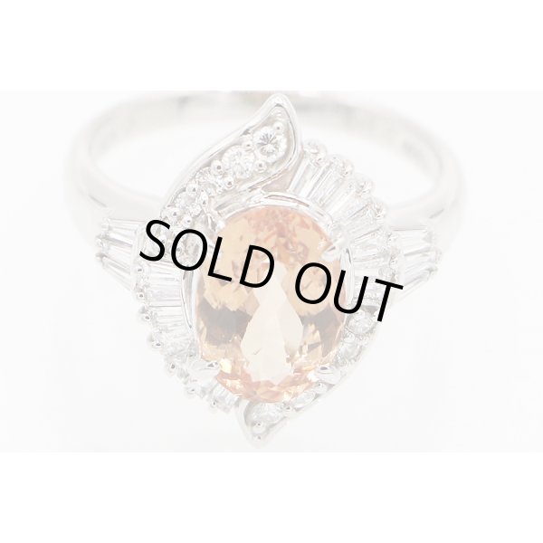 PT900 インペリアルトパーズダイアイリリング 2.896ct 0.584ct 6.50g　拡大