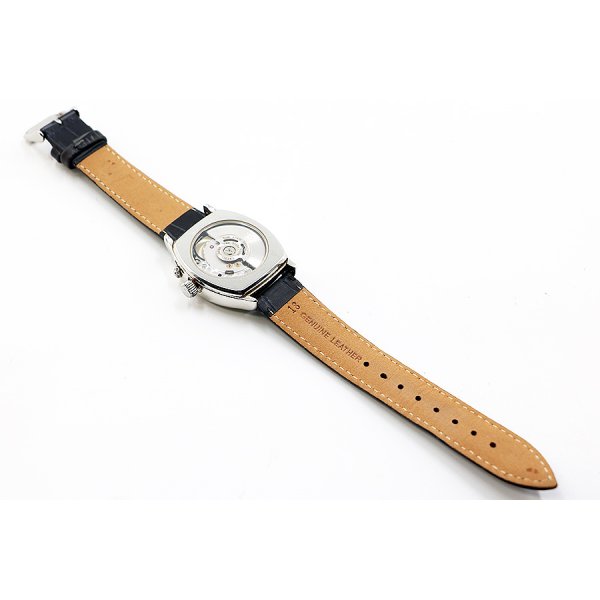 天賞堂　ワールドトラベラー　ベージュ文字盤　革ベルト状態　裏面