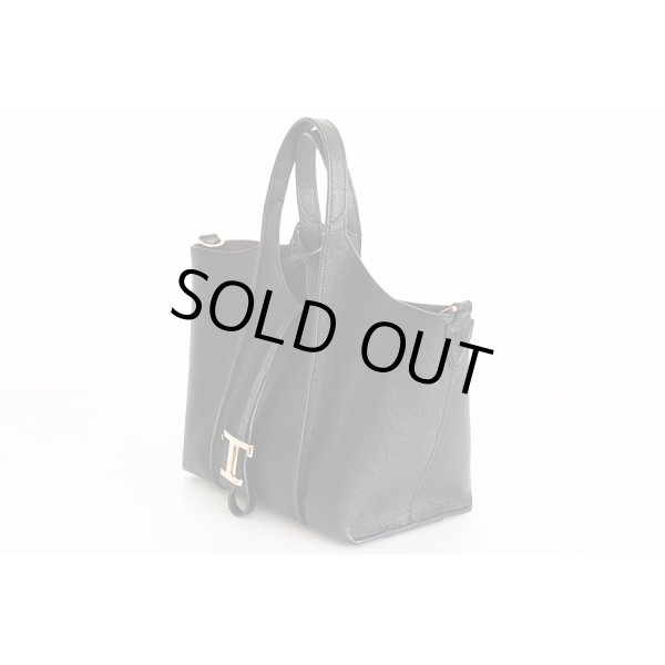 トッズ　Tタイムレス レザー ショッピングバック ミニ ブラック　サイド