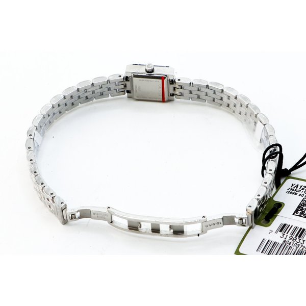 グッチ　Ｇフレームスクエア　ＹＡ１２８．５　黒文字盤　３Ｐ　ブレス