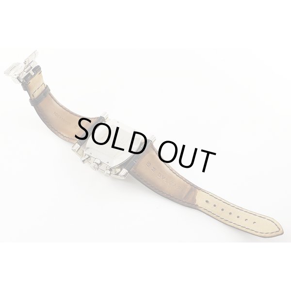 ブルガリ　アショーマ　クロノグラフ　ＡＡ４８ＳＣＨ　黒文字盤　革ベルト状態　裏面