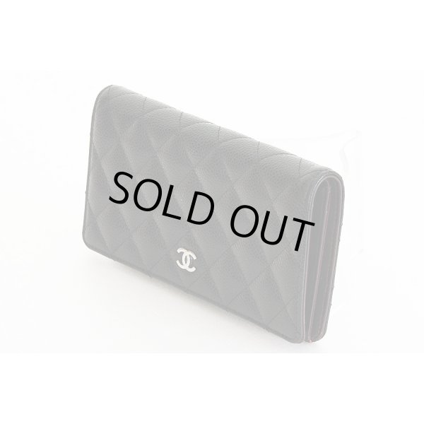 シャネル　マトラッセ ニツ折長財布 A31509 ブラック／SIV金具　サイド