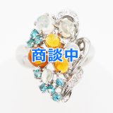 画像: PT900 マルチオパールトルマリンダイアイリリング 2.12ct 0.31ct 0.06ct 11.00g