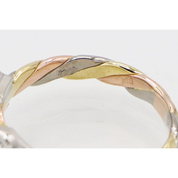 木内 賢治 　PT900/K18/PG ダイアイリリング 0.58ct 5.50g　刻印