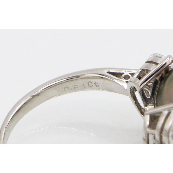 ミキモト　PT950 黒蝶パールダイアイリリング 12.00mm 0.84ct 7.40g　刻印(2)