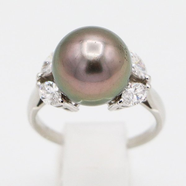 ミキモト　PT950 黒蝶パールダイアイリリング 12.00mm 0.84ct 7.40g