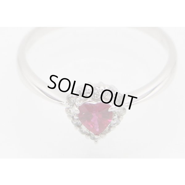 ノーブランドジュエリー K18WG ルビーダイアイリリング 0.25ct 0.15ct 1.90g　拡大