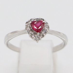 画像: K18WG ルビーダイアイリリング 0.25ct 0.15ct 1.90g