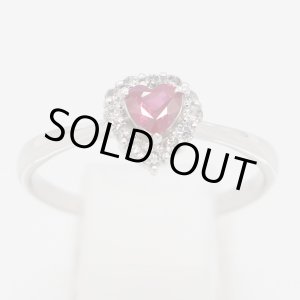 画像: K18WG ルビーダイアイリリング 0.25ct 0.15ct 1.90g