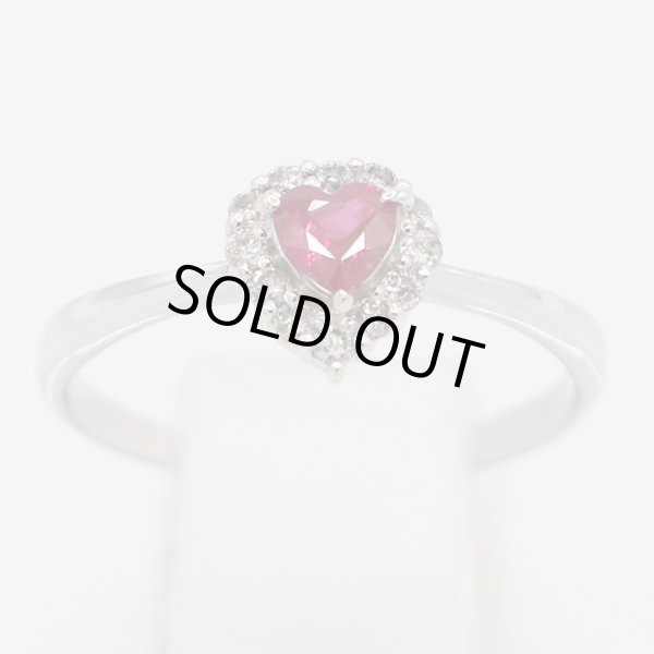 ノーブランドジュエリー K18WG ルビーダイアイリリング 0.25ct 0.15ct 1.90g