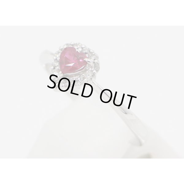 ノーブランドジュエリー K18WG ルビーダイアイリリング 0.25ct 0.15ct 1.90g　サイド